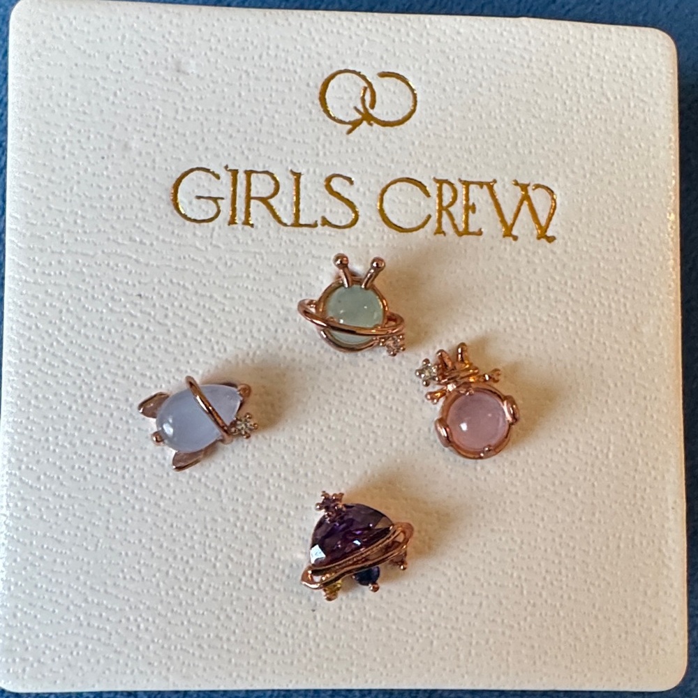 Multicolor Rose Gold plated CZ Earrings Set